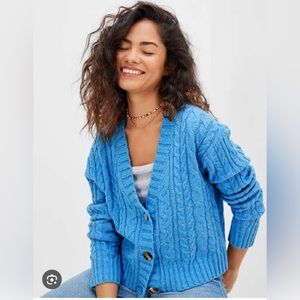 American Eagle Cropped Cable Knit Cardigan